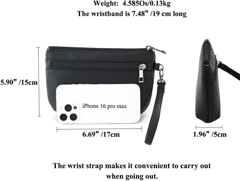 BBORGDC Small Wristlet Wallets for Women, Zip Clutch Bag with Wristlet Pouch, 3-Zipper Original Design - Image 2